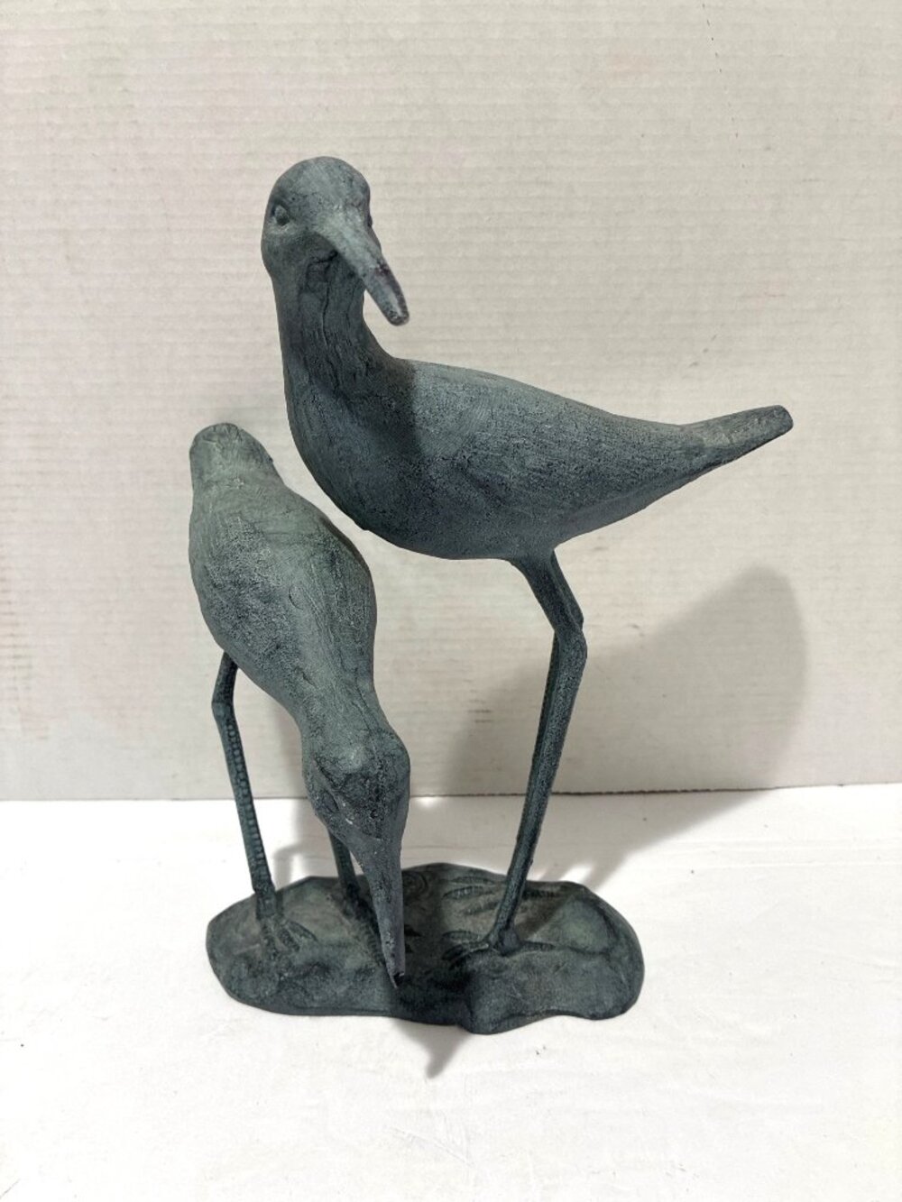 rustic sandpiper bird statues cast metal Decor antiqued verdigris-style finish